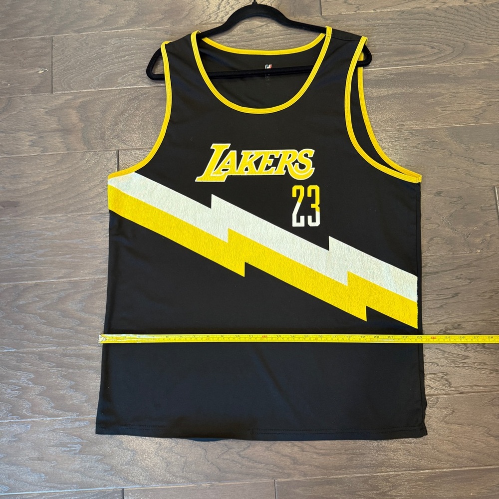 LeBron James #23 Lakers Jersey – Lightning Bolt Black/Yellow, Men’s Large - Picture 9 of 10